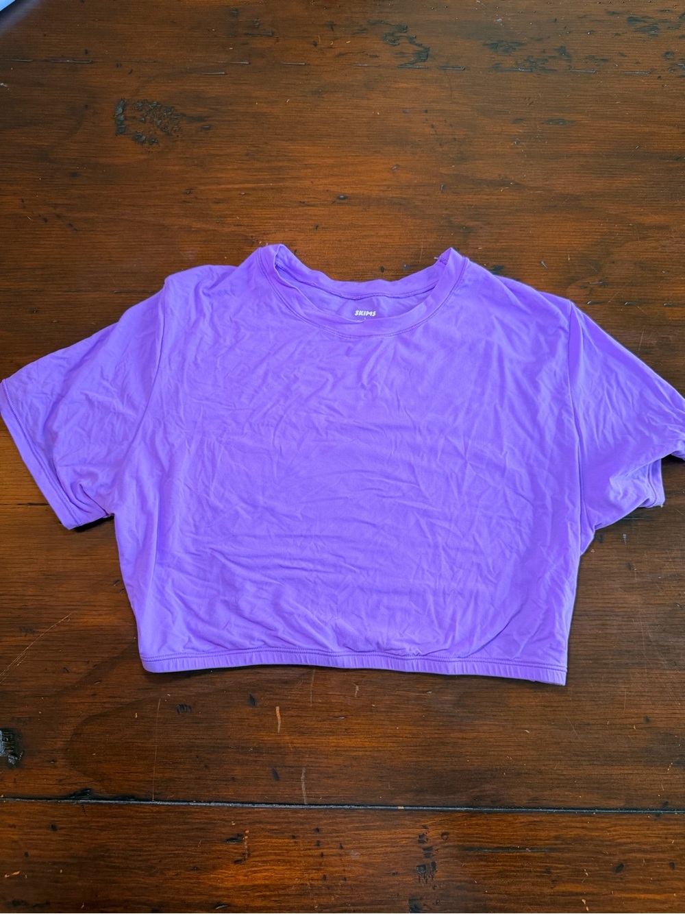 SKIMS Purple Super Cropped Stretch T-Shirt Top Size L